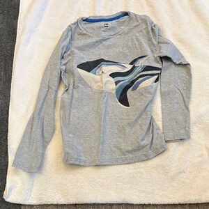 H&M Gray Whale Print Long Sleeve Tee